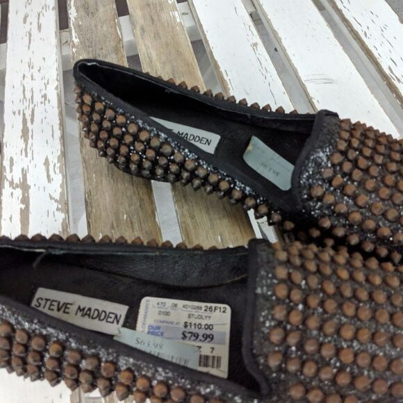 Steve Madden studlyy studded 7 7m women flats flat - Picture 7 of 8
